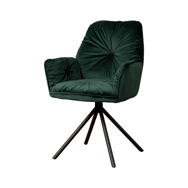 Palma Eetkamerstoel - Fabric Bluvel 78 Greenframe: Black Powder Coating