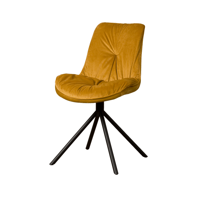 Palma Eetkamerstoel - Fabric Bluvel 68 Yellowframe: Black Powder Coating