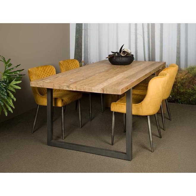 Lucca - Dining Table 220x100c 170 Recycled Teak -natural Metal Frame
