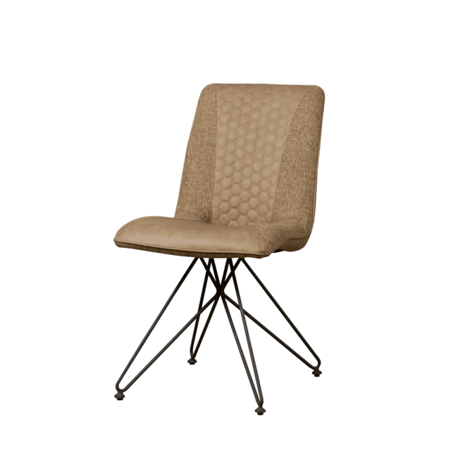 Capri Eetkamerstoel - Vintage Brown + Linen Brownmetal Black Powder Coating