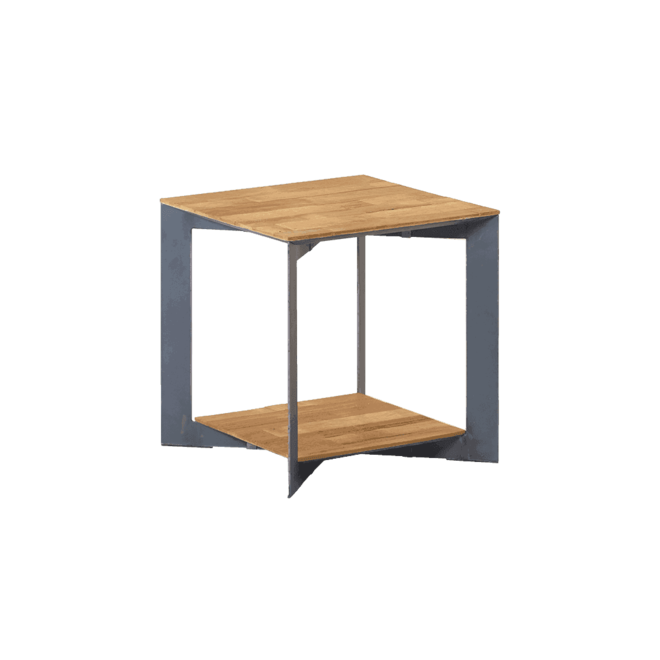 Pandora End Table 50x50x50c 170 - Recycled Teak - Natural Metal Frame