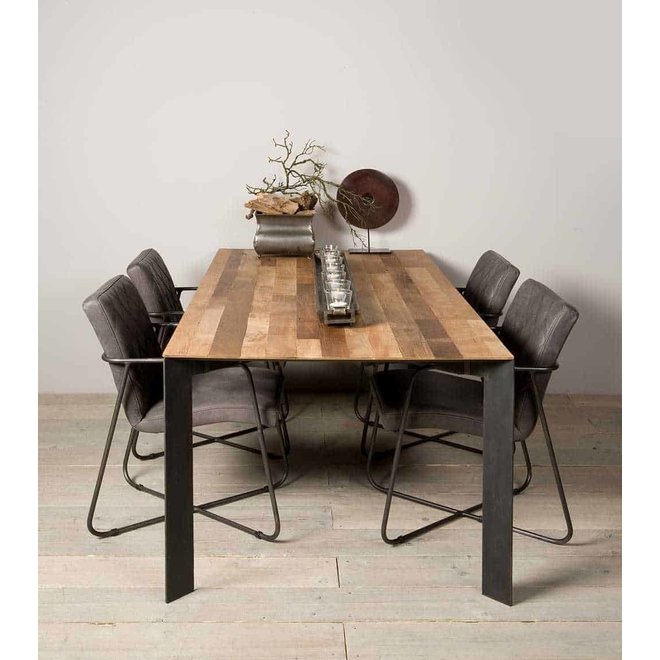 Pandora Dining Table 180c 170 - Recycled Teak - Natural Metal Frame