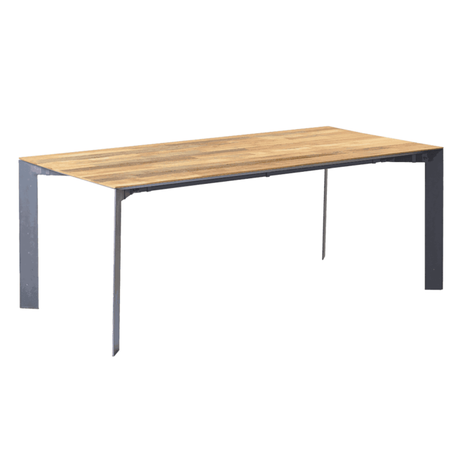 Pandora Dining Table 220c 170 - Recycled Teak - Natural Metal Frame