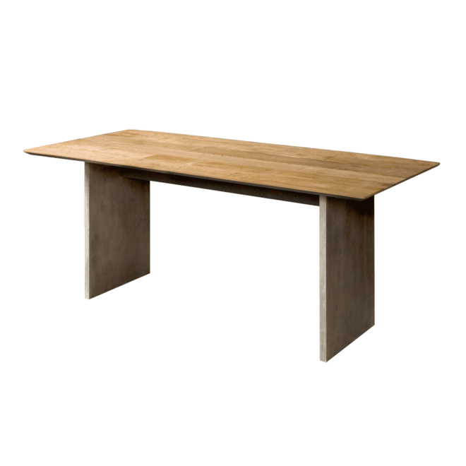 Ora Eettafel 200x100c 191 Recycled Teak - Crea Copper With Dark Natural Metal Legs