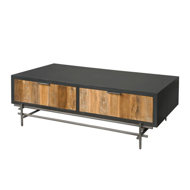 Pesaro Coffeetable 4 Drwsframe Antracite - Front Recycled Teak