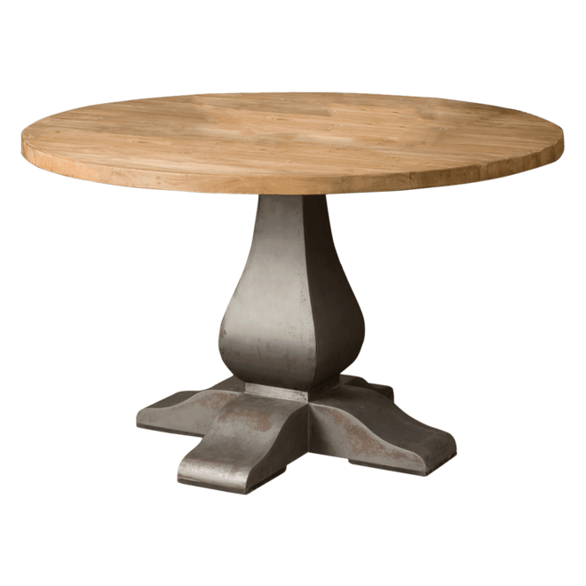 Prato Round Eettafel 130 Diametermetal Legs - Reclaimed Teak Top