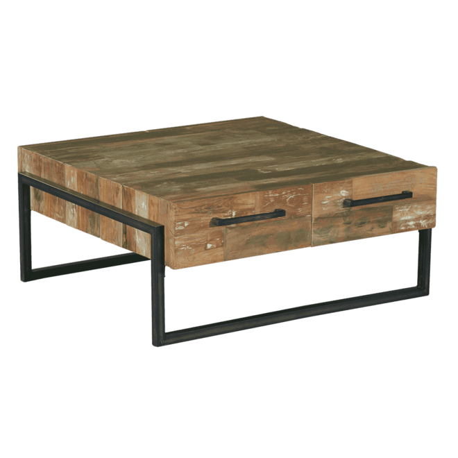 Potenza Coffeetable 4 Drws. 106c 174 - Recycled Teak White/ Black Wash - Metal Frame