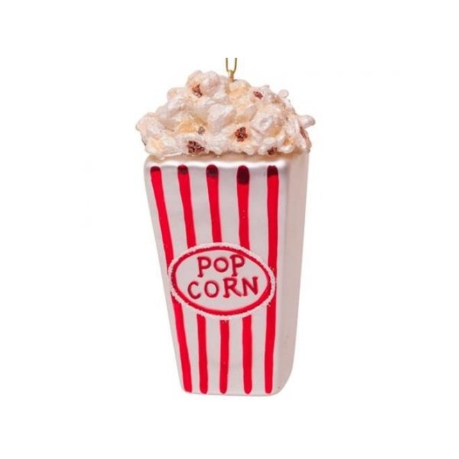 Glazen Kerst Decoratie Rood Wit Popcorn H11cm Industrieel Wonen