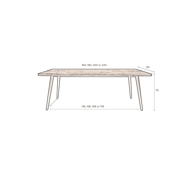 Eettafel Alagon 220x90