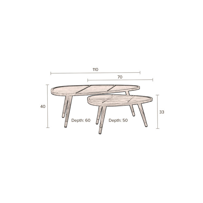 Salontafel Sham (set van 2)