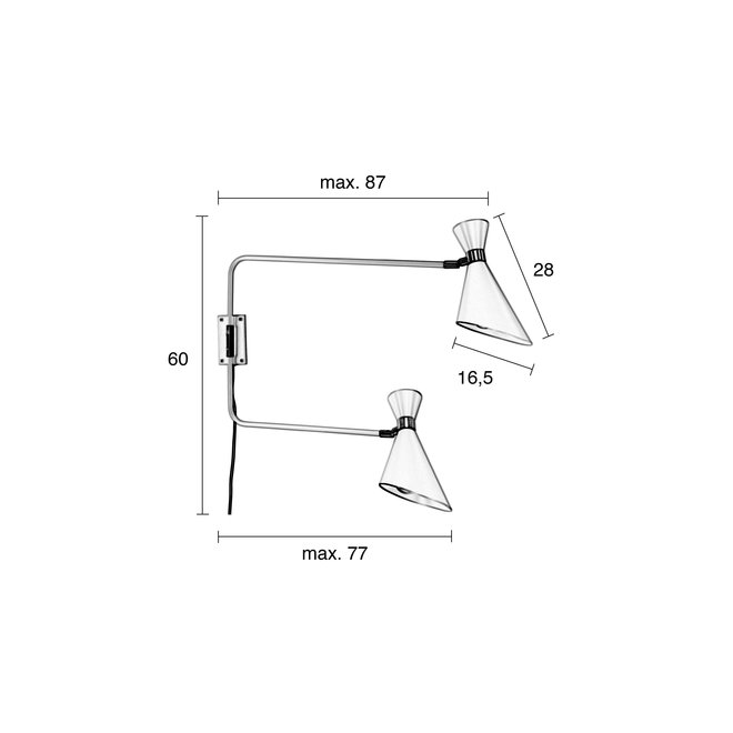 Wandlamp Double Shady - Grijs