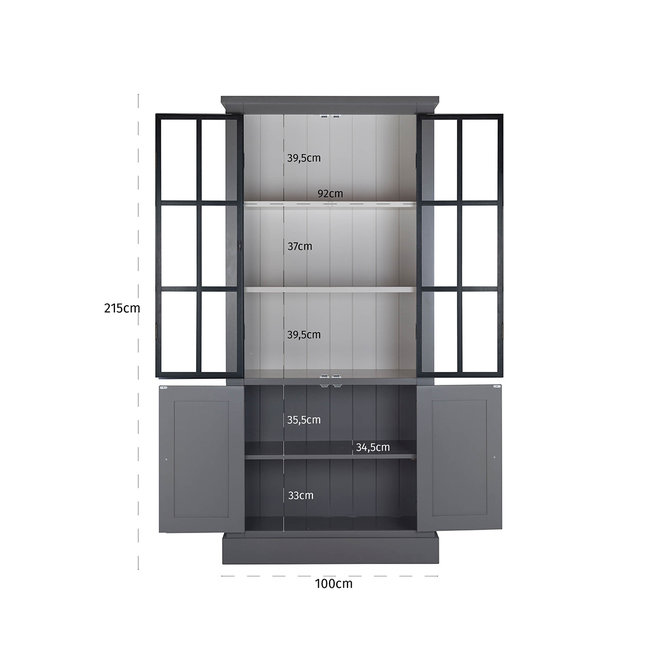 Vitrine Cascade 2x2-deuren (metalen deuren)