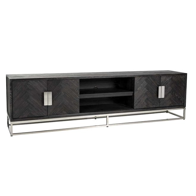 TV-dressoir 220 Blackbone silver 4-deuren (Zilver)