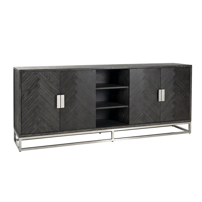 Dressoir Blackbone silver 4-deuren + open vak (Zilver)