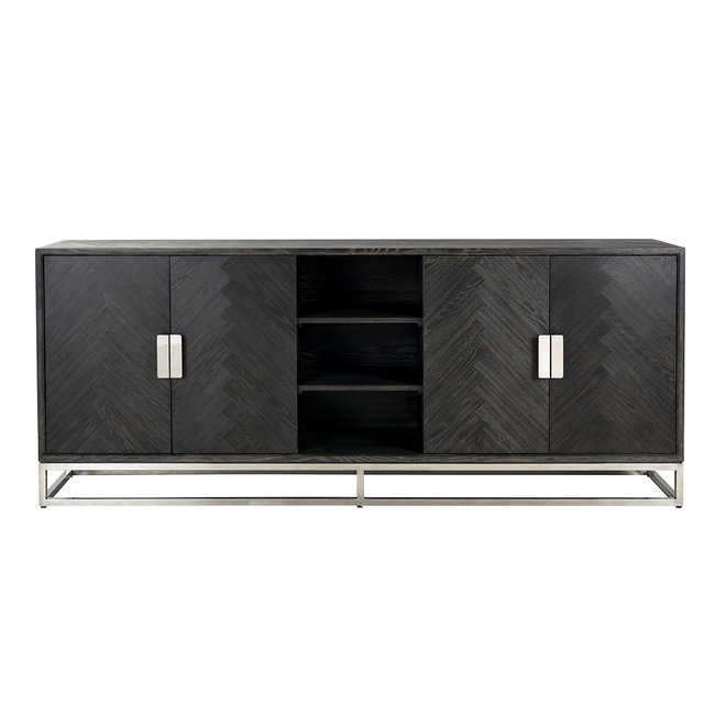 Dressoir Blackbone silver 4-deuren + open vak (Zilver)