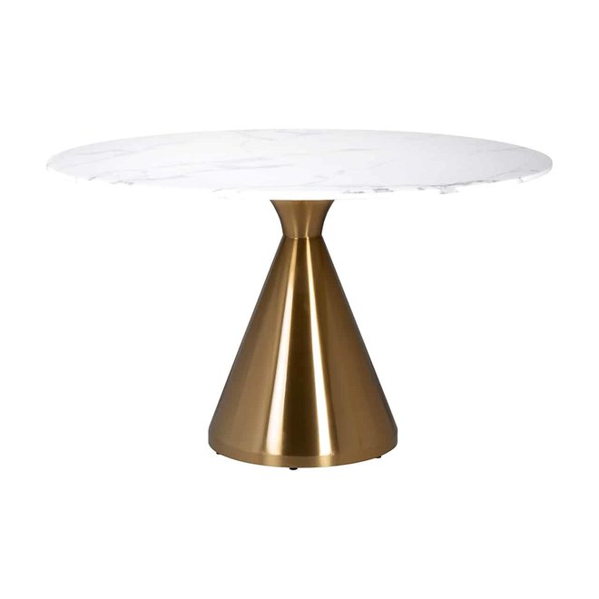 Eettafel Tenille rond 130Ø faux marmer (Brushed Gold)