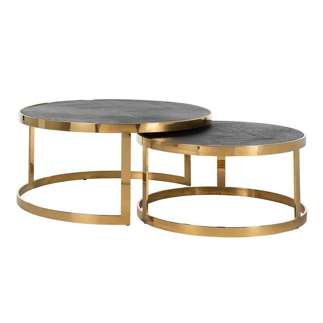 Salontafel Blackbone gold set van 2 rond (Goud)