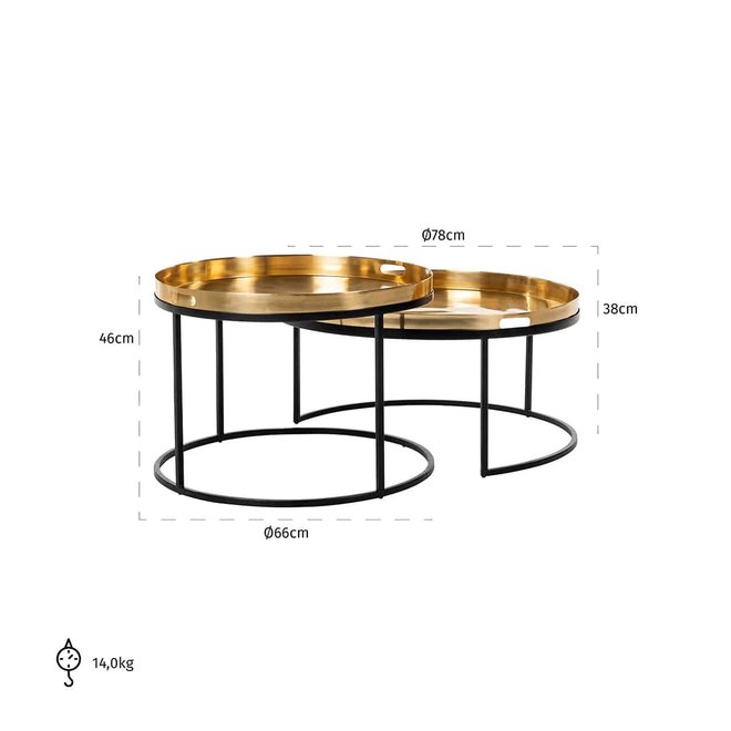 Salontafel Dustin Set van 2 (Goud)