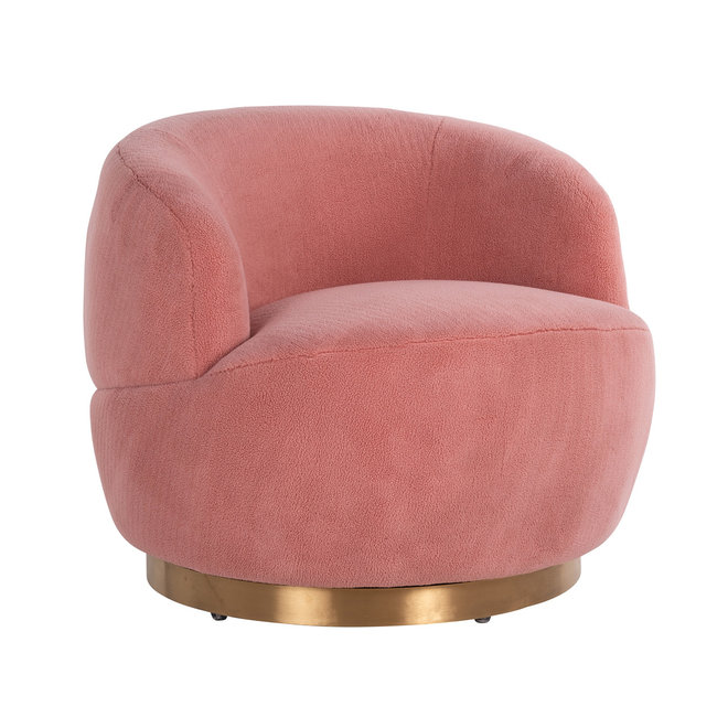 Draaifauteuil Teddy Pink teddy / Brushed gold ()