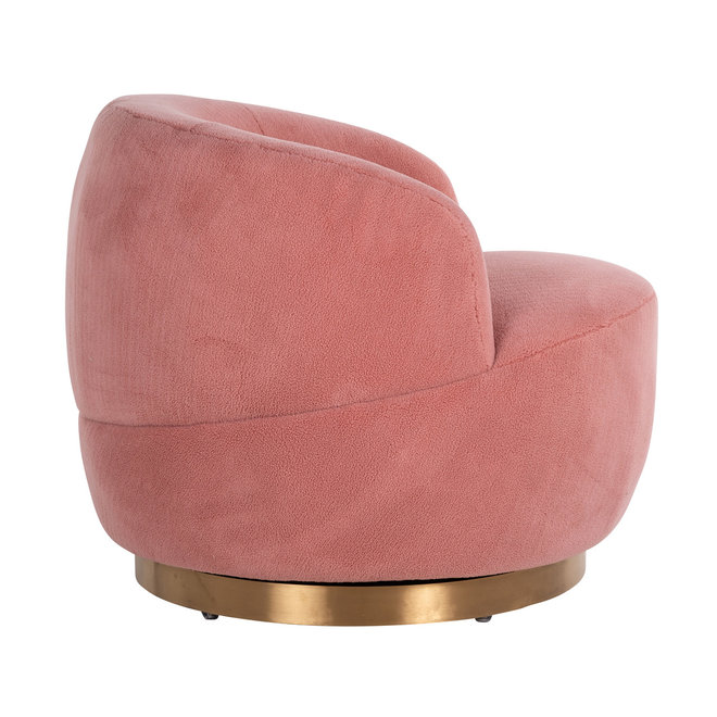 Draaifauteuil Teddy Pink teddy / Brushed gold ()