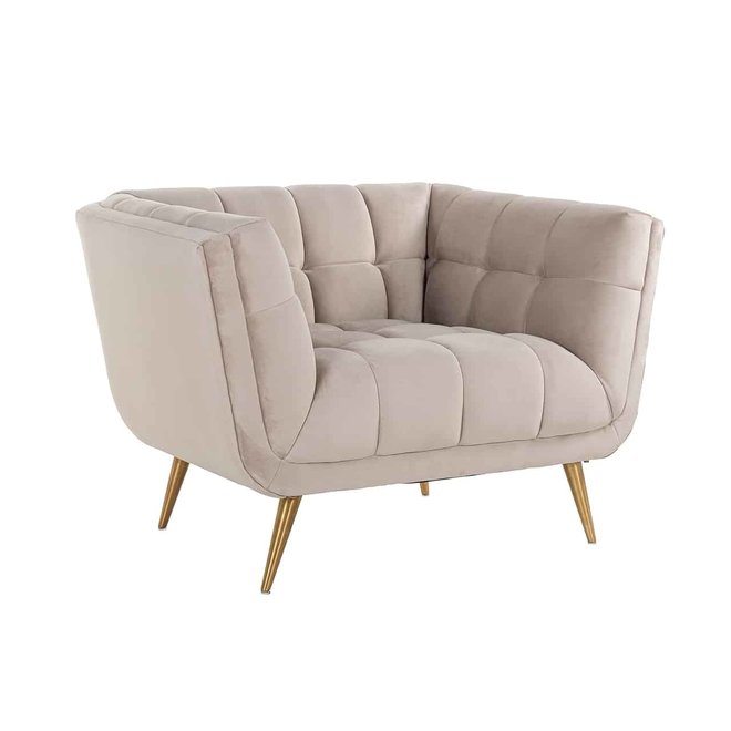 Fauteuil Huxley Khaki velvet / Brushed gold (Quartz Khaki 903)