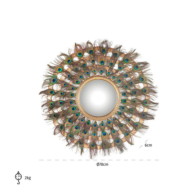Spiegel Macynn met veren (Goud)