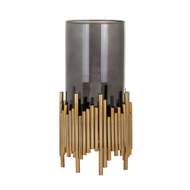 Windlicht Lennox medium (Zwart/goud)