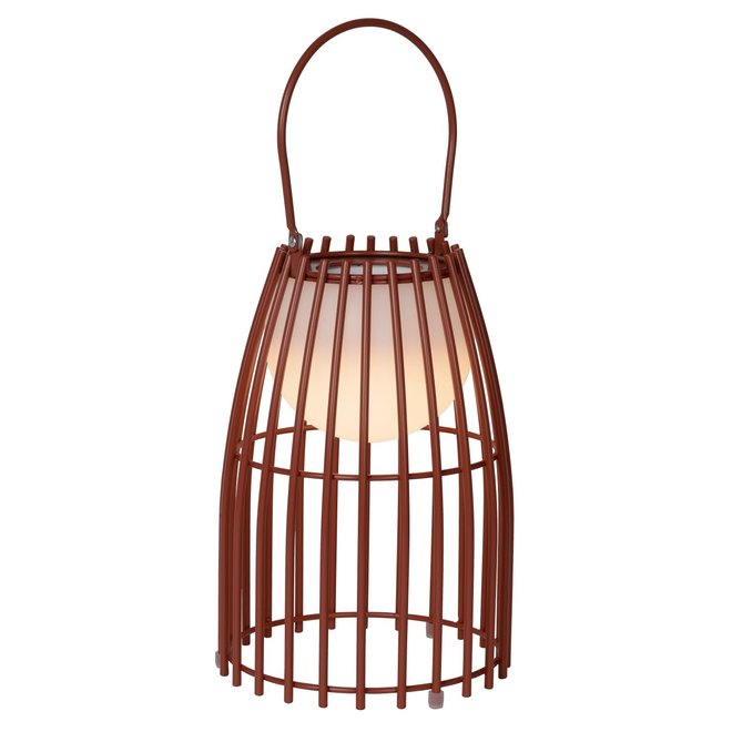 Lucide Fjara - Tafellamp Buiten Ø 17,5 cm LED Dimb. 1x0,3W 3200K IP44 Roest bruin