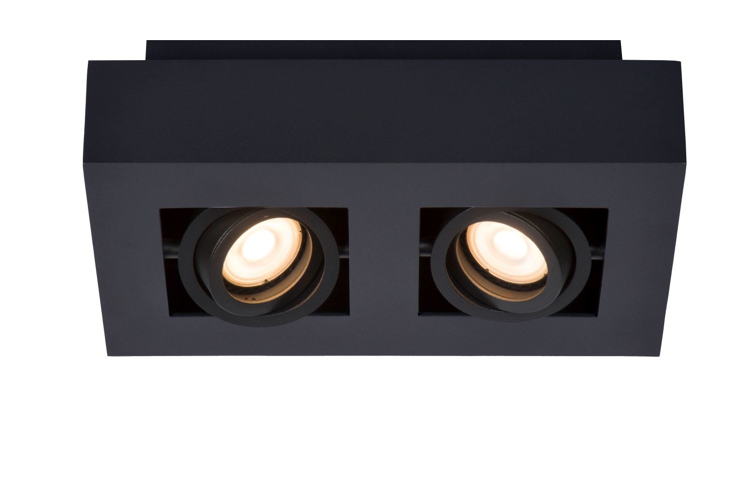 Lucide Xirax - Plafondspot LED Dim to warm GU10 2x5W 2200K/3000K Zwart