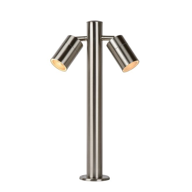 Lucide Arne-led - Sokkellamp Buiten Ø 6,3 cm LED GU10 2x5W 2700K IP44 Mat chroom