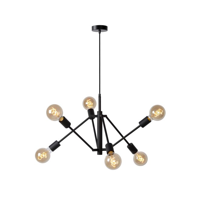 Lucide Lester - Hanglamp 6xE27 Zwart