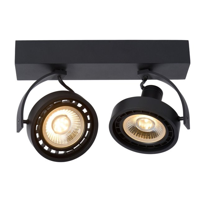 Lucide Dorian - Plafondspot LED Dim to warm GU10 2x12W 2200K/3000K Zwart