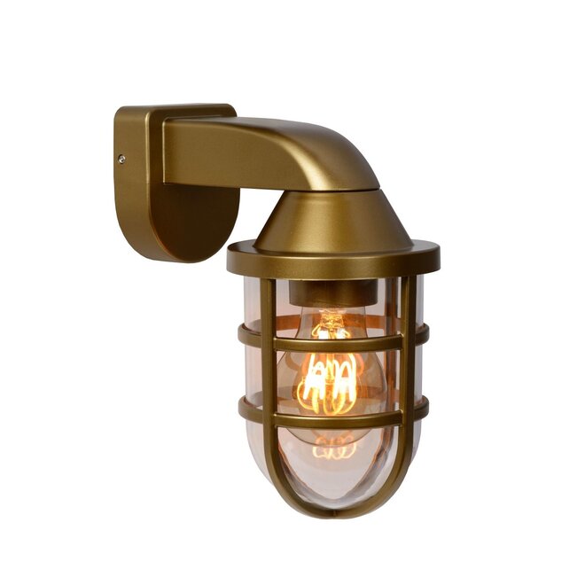 Lucide Lewis - Wandlamp Buiten 1xE27 IP44 Mat Goud / Messing