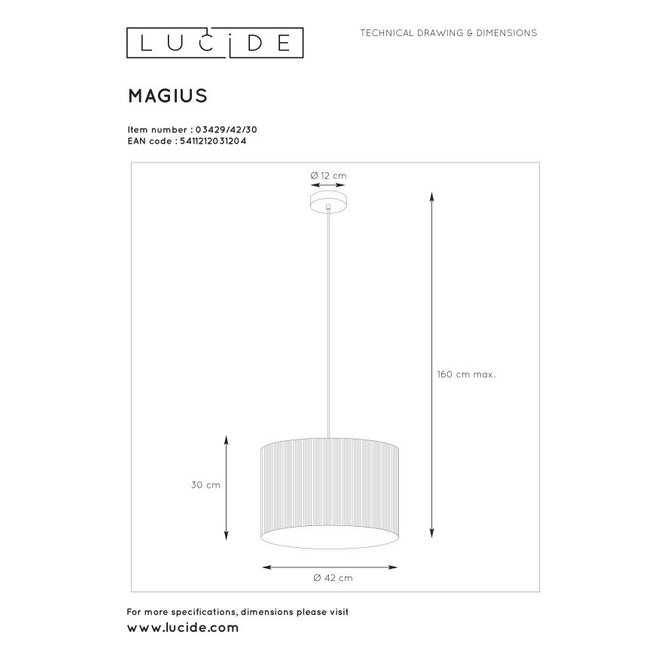 Lucide Magius - Hanglamp Ø 42 cm 1xE27 Licht hout