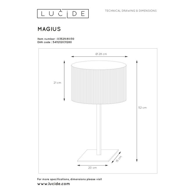 Lucide Magius - Tafellamp Ø 28 cm 1xE27 Licht hout