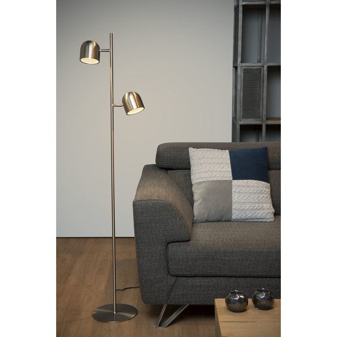 Lucide Skanska - Vloerlamp LED Dimb. 2x5W 2700K Mat chroom