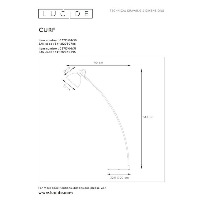 Lucide Curf - Leeslamp 1xE27 Wit