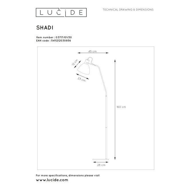 Lucide Shadi - Leeslamp Ø 28 cm 1xE27 Zwart