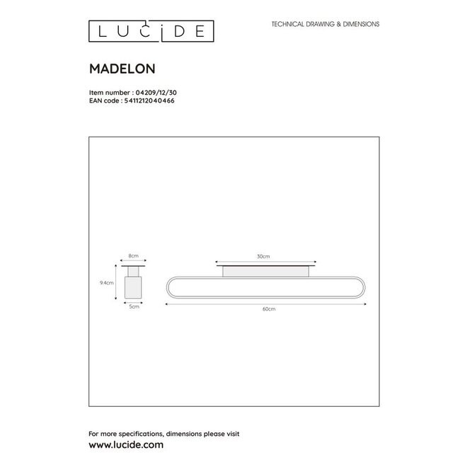 Lucide Madelon - Wandlamp Badkamer LED 1x9W 2700K IP44 Zwart