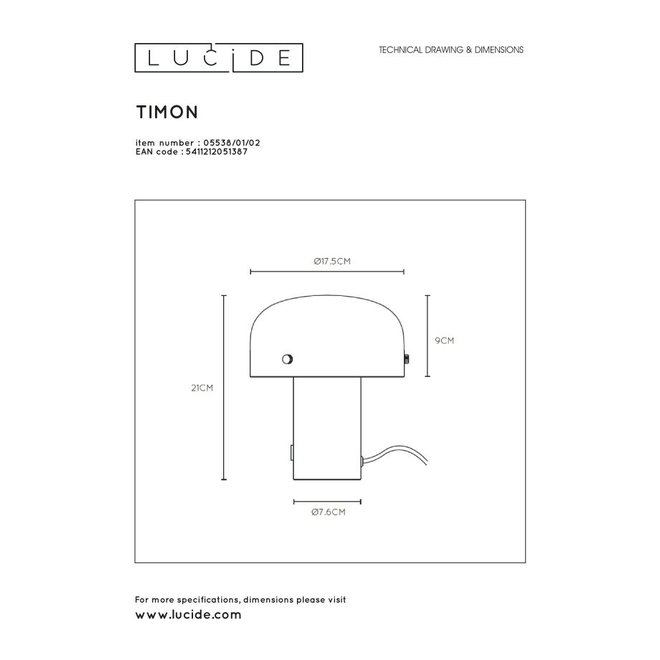 Lucide Timon - Tafellamp 1xE14 3 StepDim Mat Goud / Messing