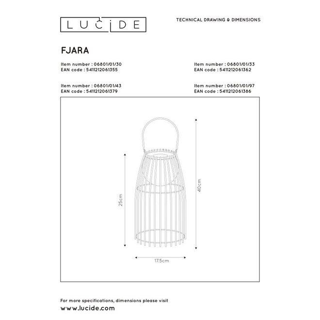 Lucide Fjara - Tafellamp Buiten Ø 17,5 cm LED Dimb. 1x0,3W 3200K IP44 Bruin