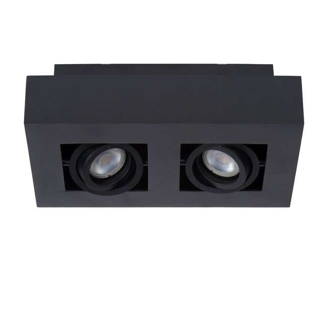 Lucide Xirax - Plafondspot LED Dim to warm GU10 2x5W 2200K/3000K Zwart