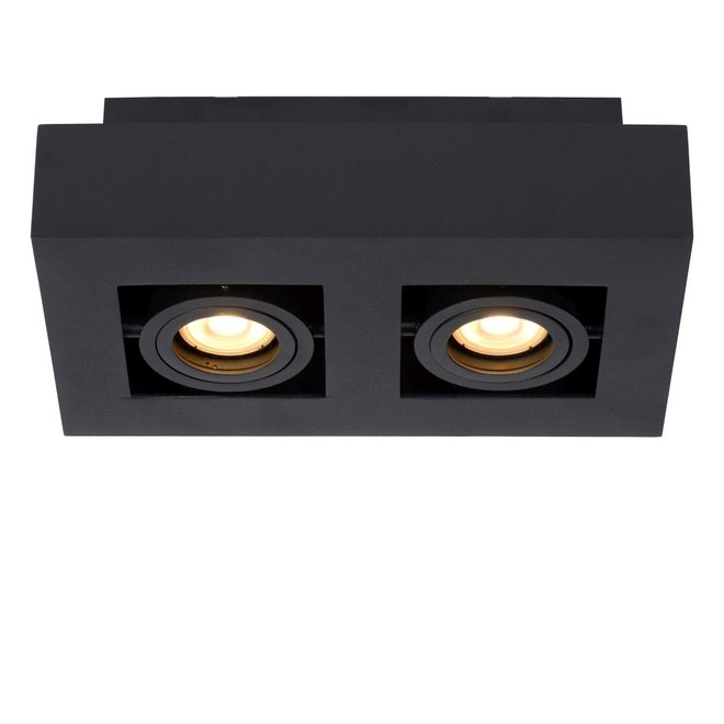 Lucide Xirax - Plafondspot LED Dim to warm GU10 2x5W 2200K/3000K Zwart