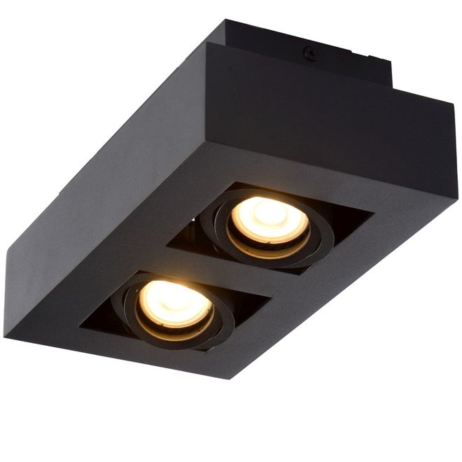 Lucide Xirax - Plafondspot LED Dim to warm GU10 2x5W 2200K/3000K Zwart