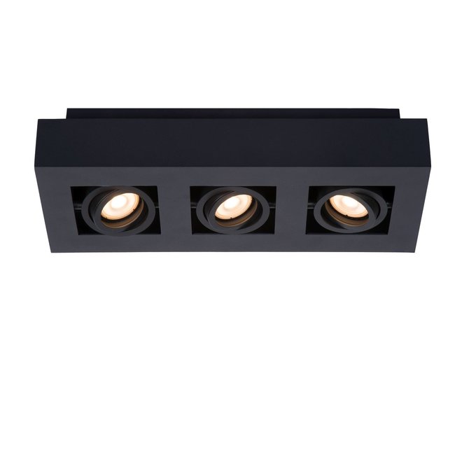 Lucide Xirax - Plafondspot LED Dim to warm GU10 3x5W 2200K/3000K Zwart