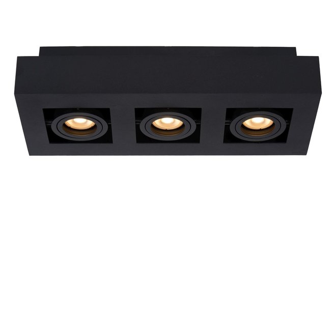 Lucide Xirax - Plafondspot LED Dim to warm GU10 3x5W 2200K/3000K Zwart