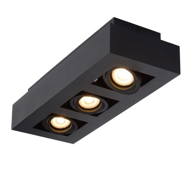 Lucide Xirax - Plafondspot LED Dim to warm GU10 3x5W 2200K/3000K Zwart