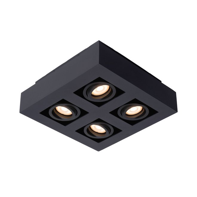 Lucide Xirax - Plafondspot LED Dim to warm GU10 4x5W 2200K/3000K Zwart