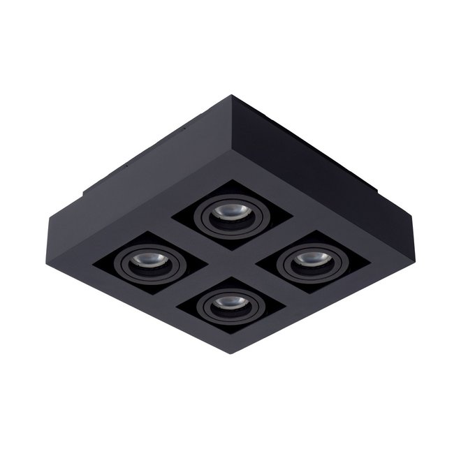 Lucide Xirax - Plafondspot LED Dim to warm GU10 4x5W 2200K/3000K Zwart