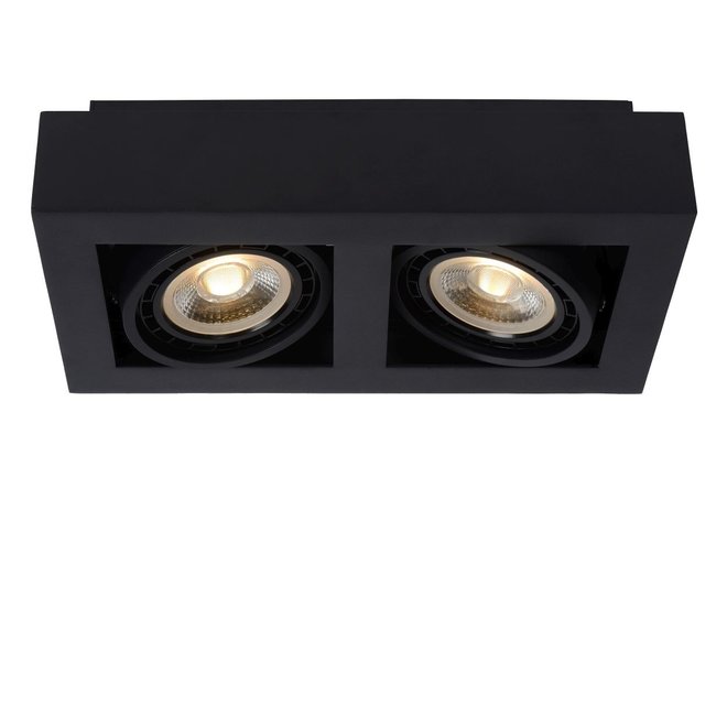 Lucide Zefix - Plafondspot LED Dim to warm GU10 2x12W 2200K/3000K Zwart